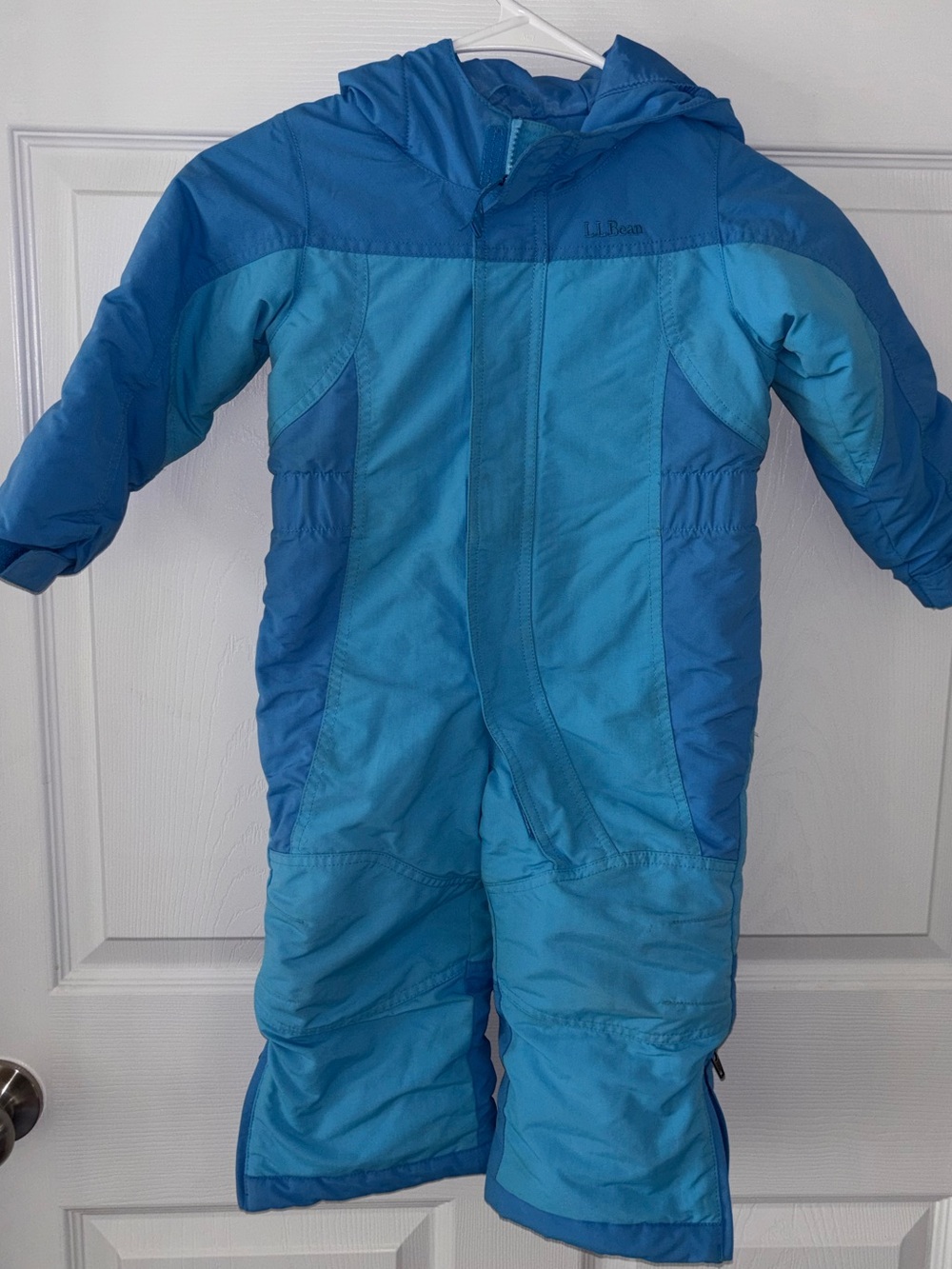 LL Bean Boys Toddler Blue One Piece Snowsuit Insulated Cold Buster Grow Cuffs 2T